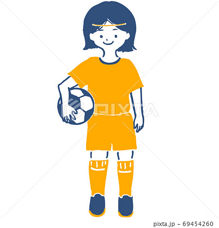 女子サッカー 正面イラストのイラスト素材