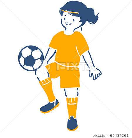 女子サッカー リフティングイラストのイラスト素材