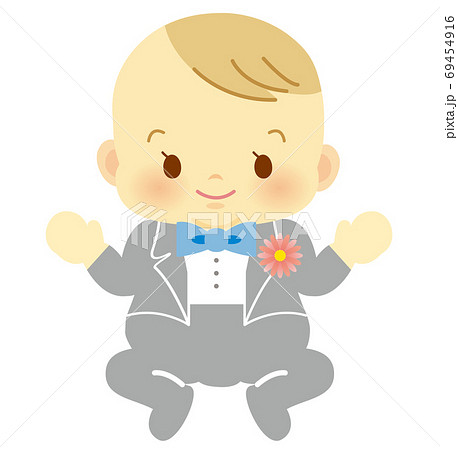 ハロウィンコスプレの赤ちゃん スーツ 正面 ベビー全身イラスト49のイラスト素材