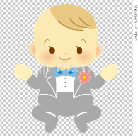 ハロウィンコスプレの赤ちゃん スーツ 正面 ベビー全身イラスト49のイラスト素材