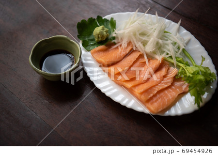 Japanese food sashimi salmon in japan restaurant Japanese food sashimi salmon in japan restaurant 69454926