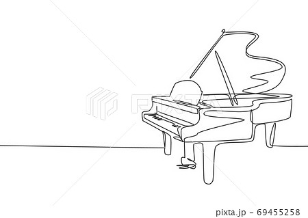 One single line drawing of luxury wooden grand piano 69455258