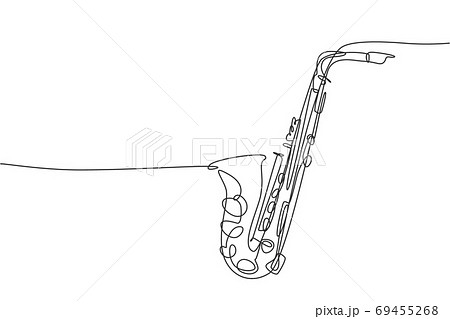 One continuous line drawing of classical saxophone One continuous line drawing of classical saxophone 69455268