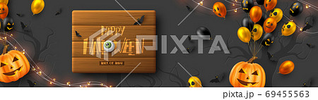 Happy Halloween horizontal banner. 69455563