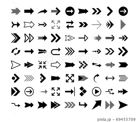 Arrows big black set icons. Arrow icon. Arrows for web design, mobile apps, interface and more. Vector stock illustration. Arrows big black set icons. Arrow icon. Arrows for web design, mobile apps, interface and more. Vector stock illustration. 69455709