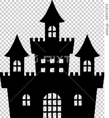 ハロウィン城のシルエットのイラスト素材 ハロウィン城のシルエットのイラスト素材