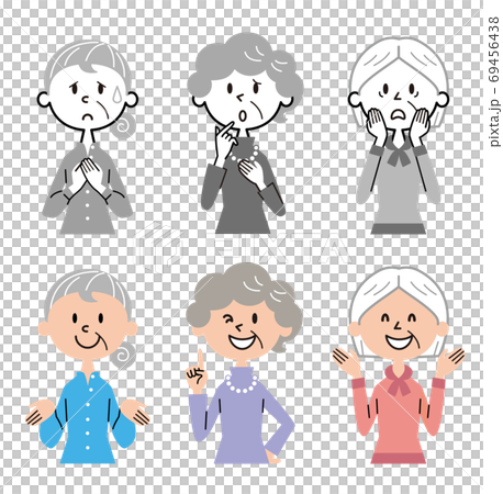 Elderly women's worries solution illustration 69456438