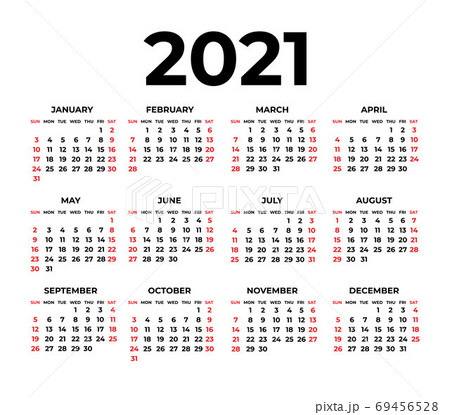 Calendar for 2021 on white background 69456528