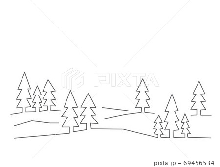 Forest illustration in line style on white background 69456534