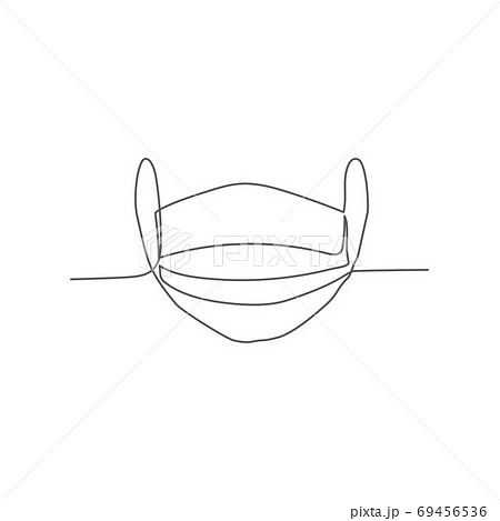 Medical mask One line drawing on white backgroundのイラスト素材 [69456536] - PIXTA