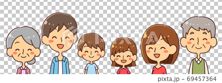 Three generation family upper body smile illustration Three generation family upper body smile illustration 69457364