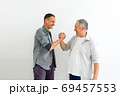 Senior Father With Adult Son on a white background 69457553