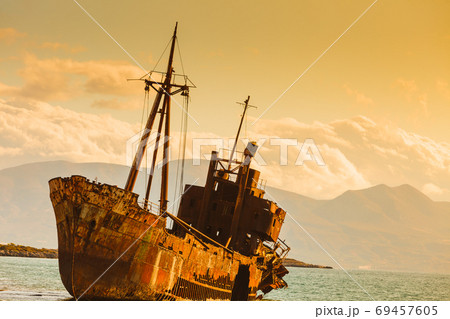 The famous shipwreck near Gythio Greece The famous shipwreck near Gythio Greece 69457605