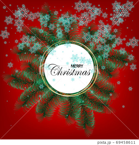 Vector christmas tree branches and space for text. Realistic fir-tree  border, frame isolated on white. Great for christmas cards, banners,  flyers, party posters, Stock vector