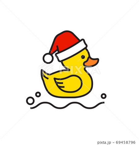 Yellow rubber duck merry christmas icon isolated 69458796