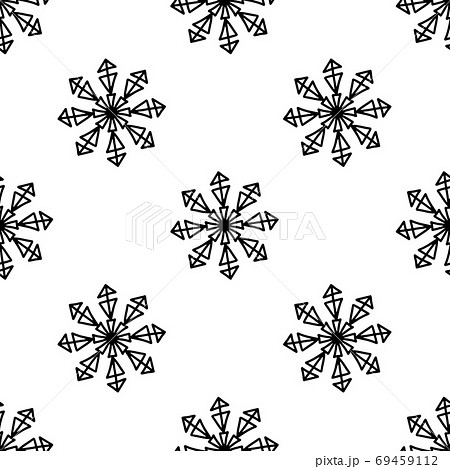 Seamless pattern made from doodle abstract snowflakes. Isolated on white background. Vector stock illustration. 69459112