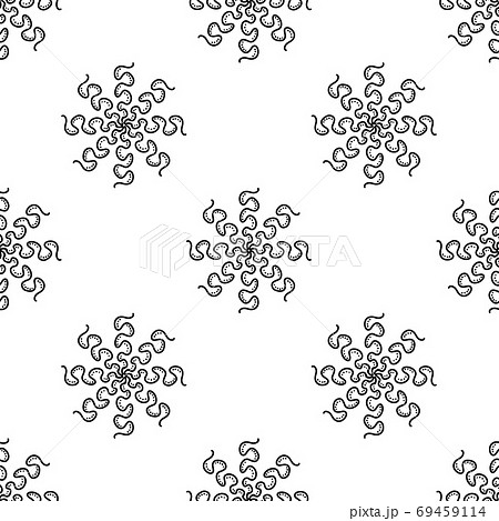 Seamless pattern made from doodle abstract snowflakes. Isolated on white background. Vector stock illustration. 69459114