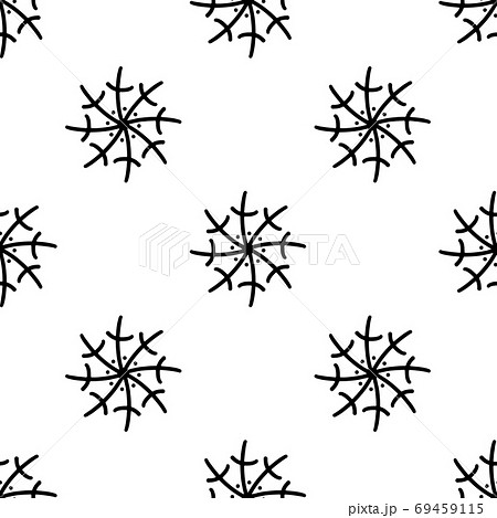 Seamless pattern made from doodle abstract snowflakes. Isolated on white background. Vector stock illustration. 69459115