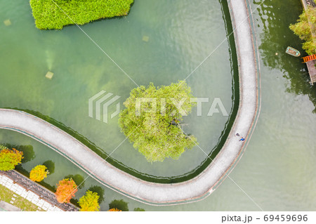 path over water in aerial view path over water in aerial view 69459696