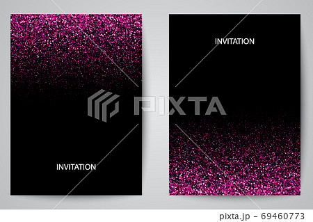 Two template design of invitation with pink gold sequin.Festive design postcards,invitations,brochures 69460773