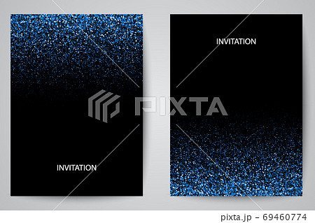 Two template design of invitation with blue gold sequin.Festive design postcards,invitations,brochures 69460774