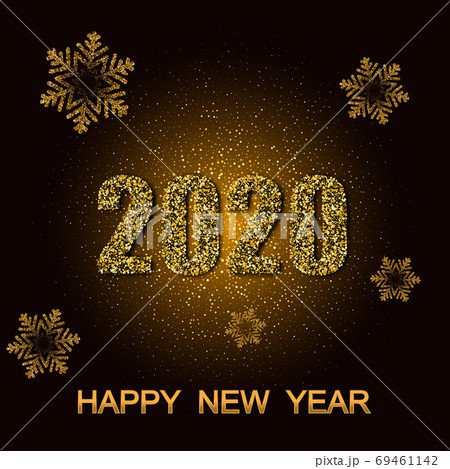 2020 New Year and Christmas posters. Vector illustration. Winter holiday invitations with gold shining decorations. Golden Vector luxury text 2020 Happy new year. Gold Festive Numbers Design eps10 69461142