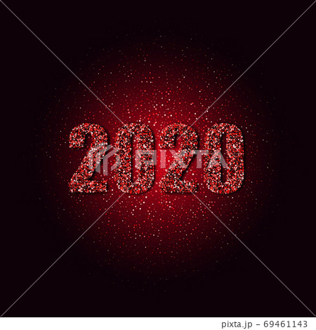 Golden texture. Red particles of dust in the form of confetti on a black background. Festive design 2020 eps10 69461143