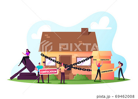 Characters Foreclosure in Real Estate Auction Bidding Confiscated Property. Judgment Lawsuit from Not Paying Home Debt Characters Foreclosure in Real Estate Auction Bidding Confiscated Property. Judgment Lawsuit from Not Paying Home Debt 69462008