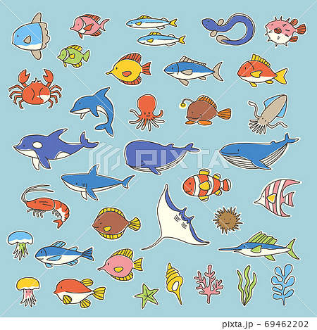 Illustration Material Collection Of Cute Fish Stock Illustration