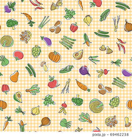 可愛い野菜のシームレス柄 のイラスト素材