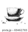 Cup of coffee . Hand-drawn black and white illustration. Jpeg on 69462783