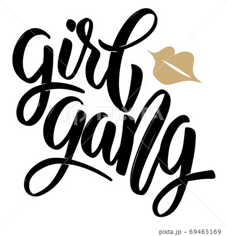 Girl gang. Hand drawn lettering isolated on white background. 69465169