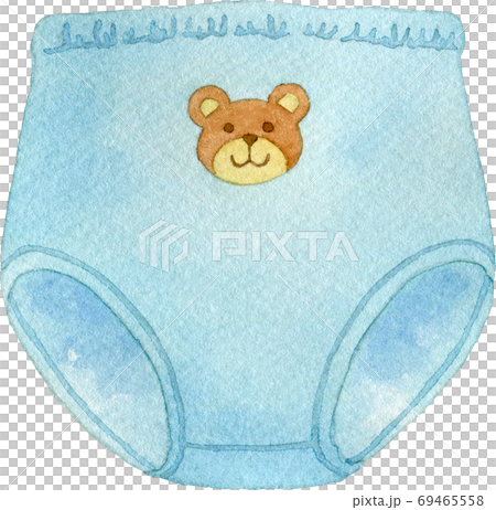 クマの顔が付いた水色のパンツ 子供用 のイラスト素材