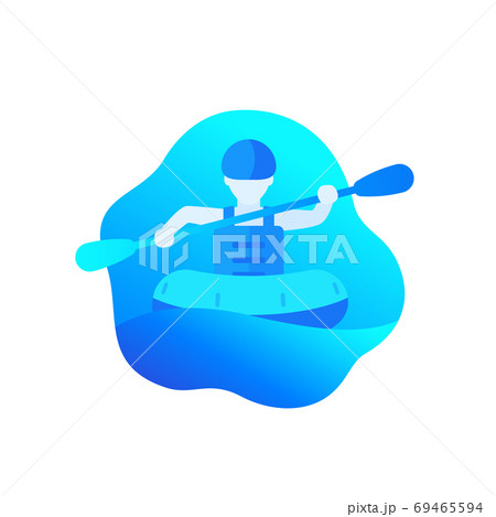 rafting icon with man in a raft with paddle 69465594