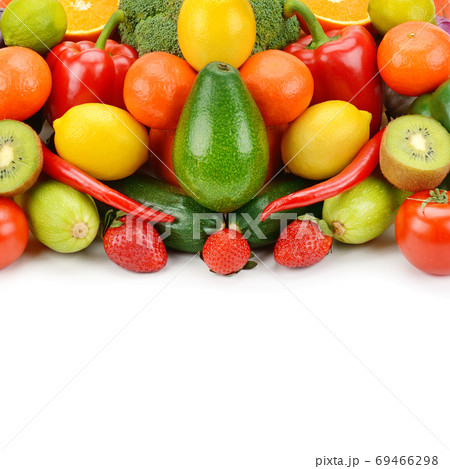 vegetables and fruits isolated on a white background. Free space vegetables and fruits isolated on a white background. Free space 69466298