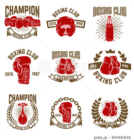Set of boxing club emblems. boxing gloves. 69466838