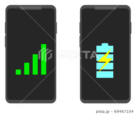 スマホの電池残量を表示するイラスト スマホの電池残量を表示するイラスト 69467104