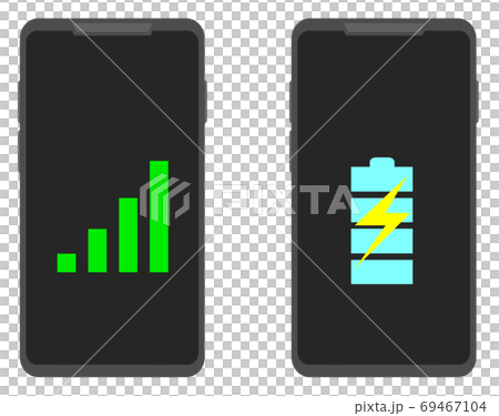 スマホの電池残量を表示するイラスト スマホの電池残量を表示するイラスト 69467104