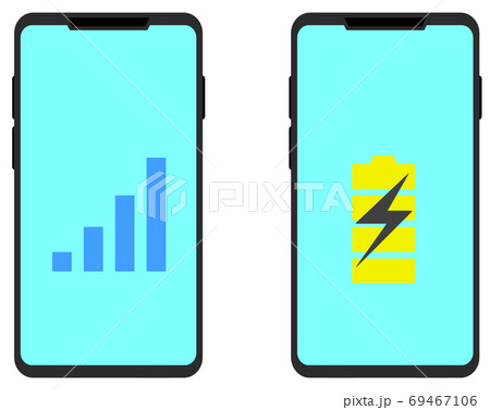 スマホの電池残量を表示するイラスト スマホの電池残量を表示するイラスト 69467106