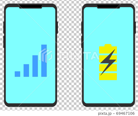 スマホの電池残量を表示するイラスト スマホの電池残量を表示するイラスト 69467106