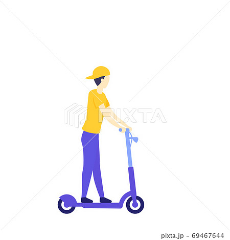 boy riding electric kick scooter, vector 69467644