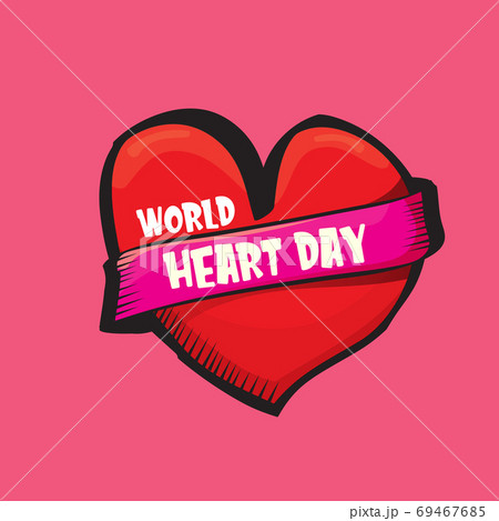world heart day banner or background with heart isoalted on pink layout. 69467685
