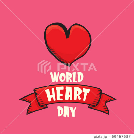 world heart day banner or background with heart isoalted on pink layout. 69467687