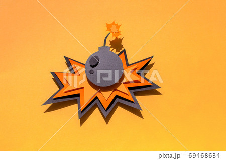 Handmade colorful paper cutting bomb. Pop art and comic style. Handmade colorful paper cutting bomb. Pop art and comic style. 69468634