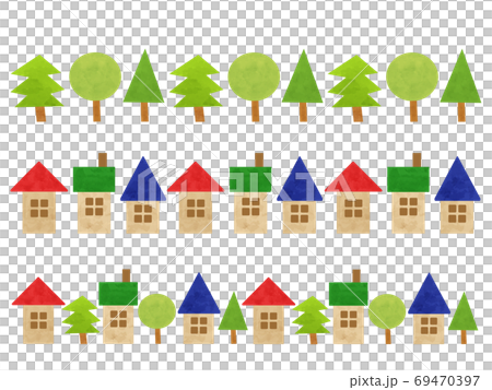 木に囲まれた住宅街 木に囲まれた住宅街 69470397