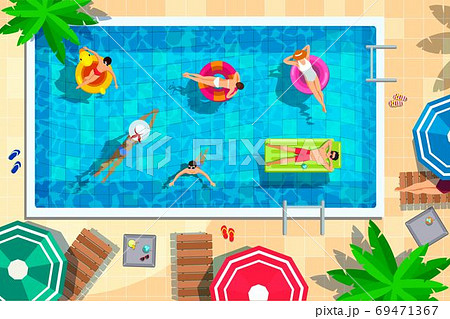 Vector illustration of swimming pool in top view background 69471367