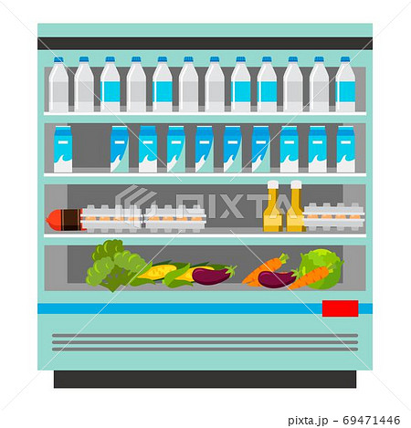 Goods on shelf in supermarket vector illustration 69471446