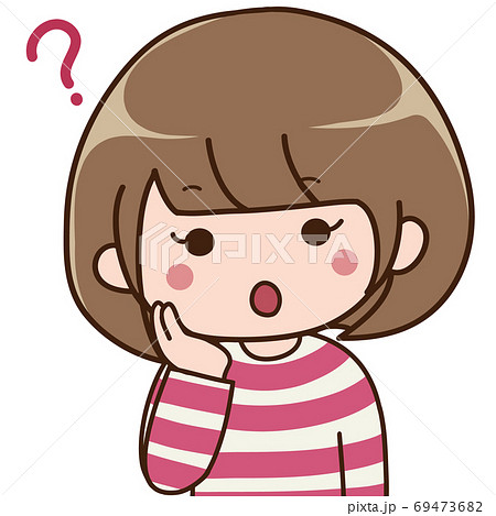 疑問に思う女性のイラスト素材