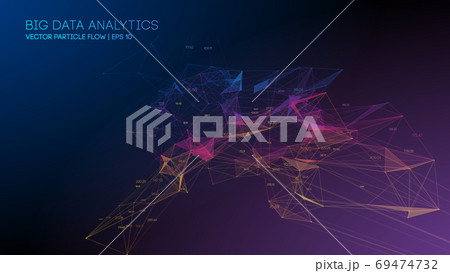 Big Data Analytics Blockchain technology background. Colorful triangle particles background. EPS 10. Business background. 69474732
