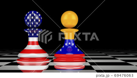 The USA and Venezuela confrontation and relations concept. 3D re The USA and Venezuela confrontation and relations concept. 3D re 69476063